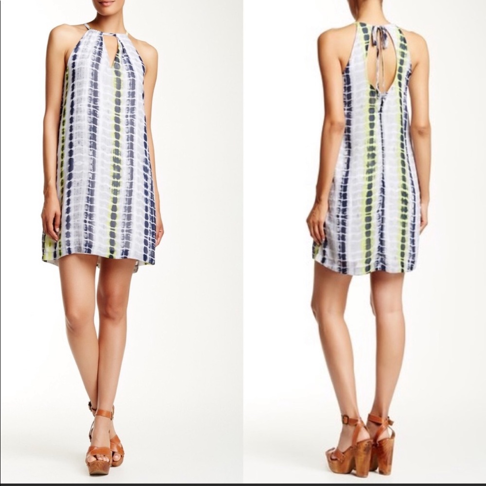 ECI New York Yellow/Grey Tie Dye Halter Dress - Picture 1 of 4